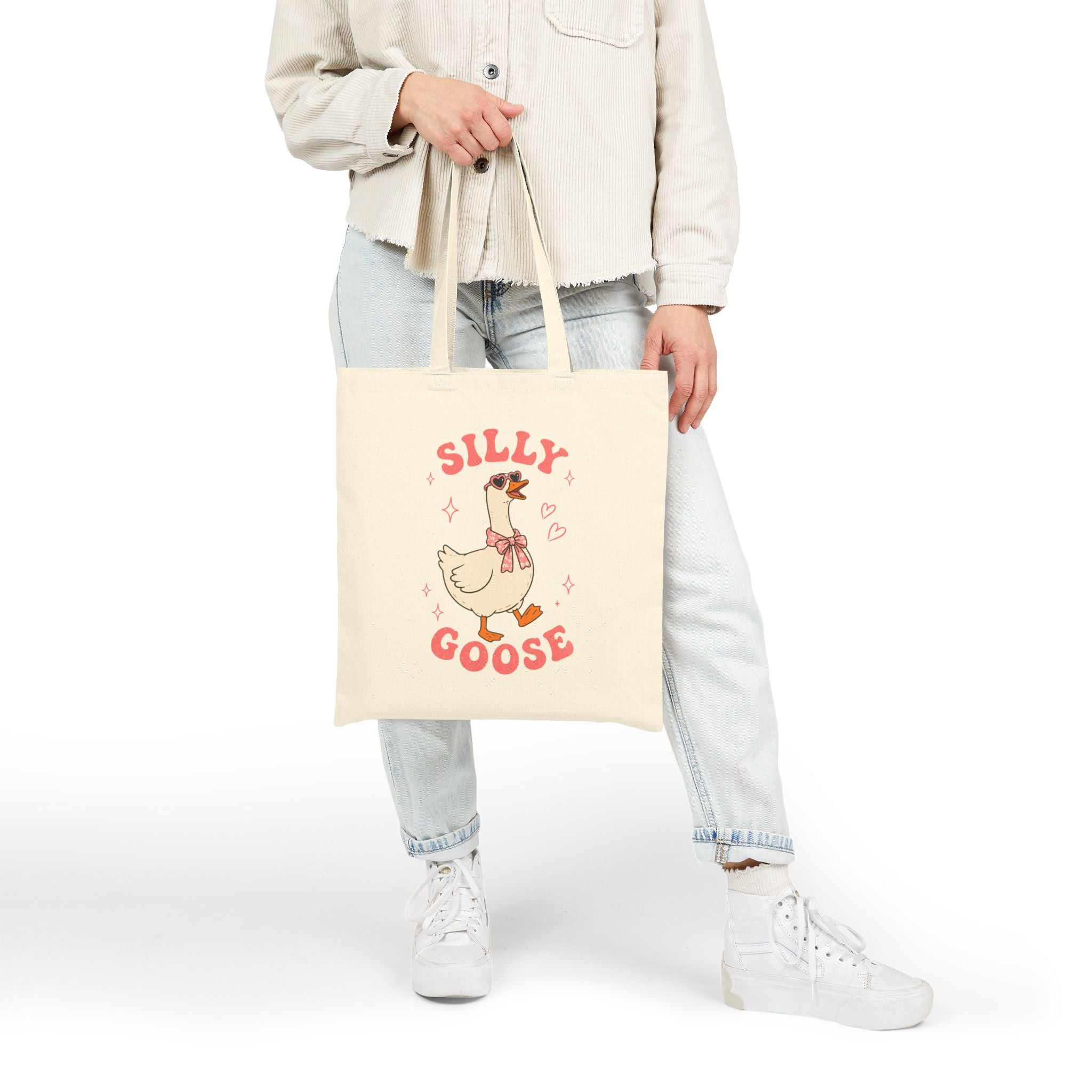 Silly Goose tote bag | illustrated goose design, canvas shopping tote