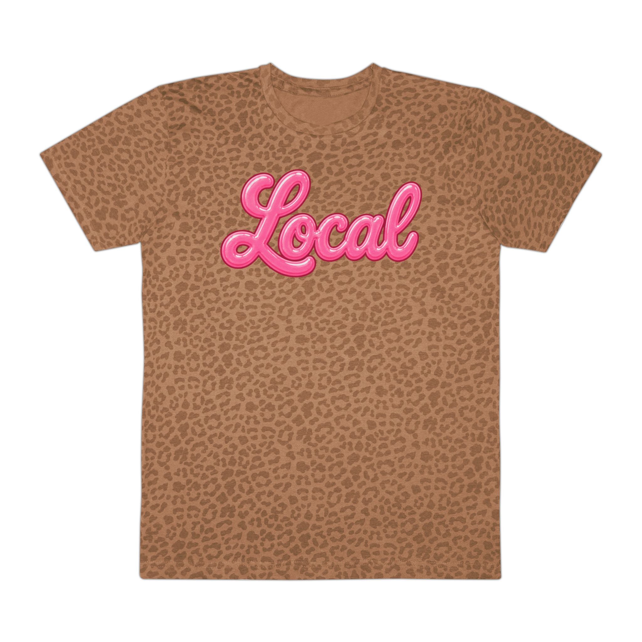 Local script pink neon T-Shirt | leopard print background