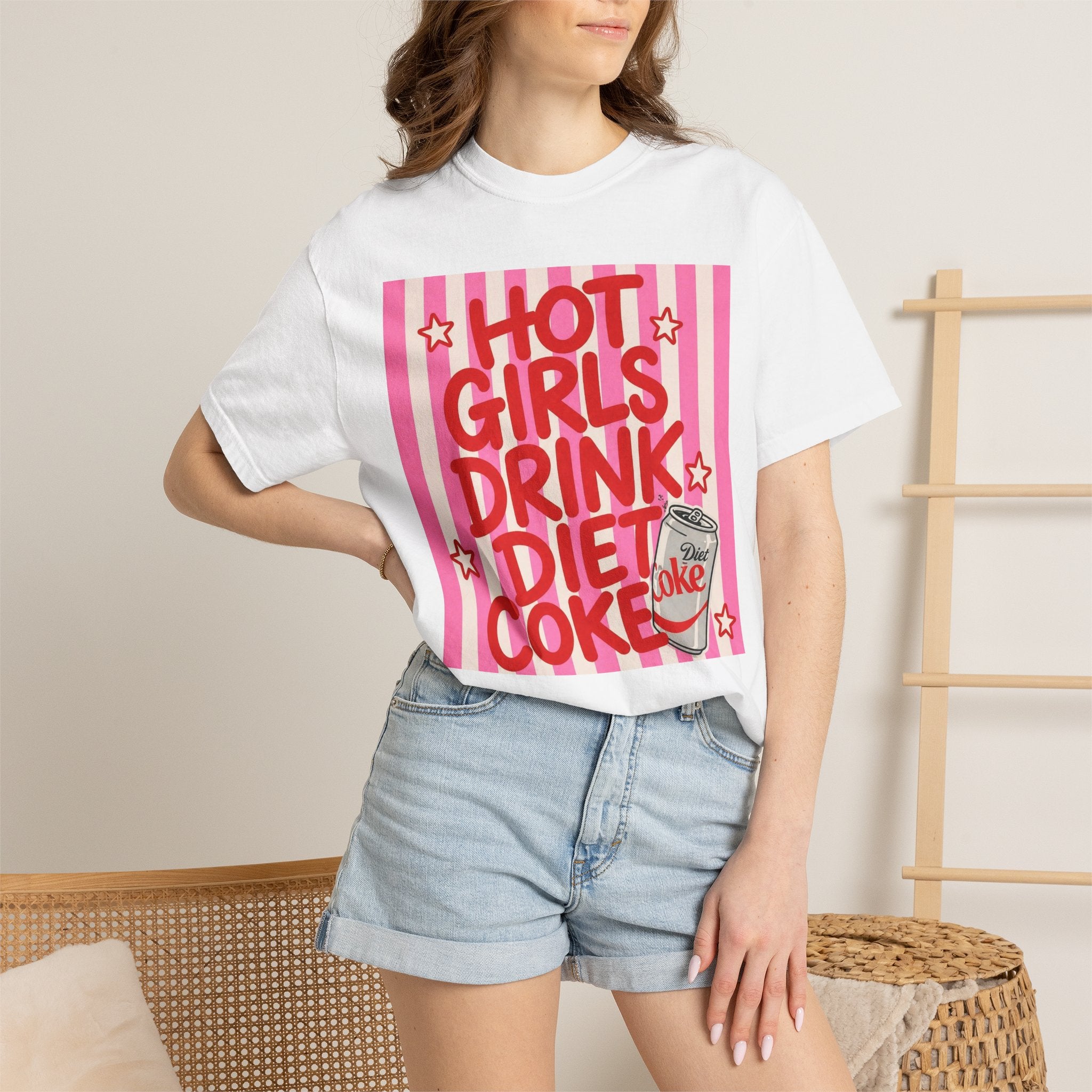 Hot Girls Drink Diet Coke T-shirt | Retro Pink Pop Art Soda Design